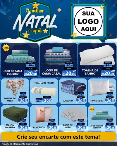 Modelo de Rede Social para Feed Instagram com o tema O Melhor Natal É Aqui! para Cama, Mesa e Banho