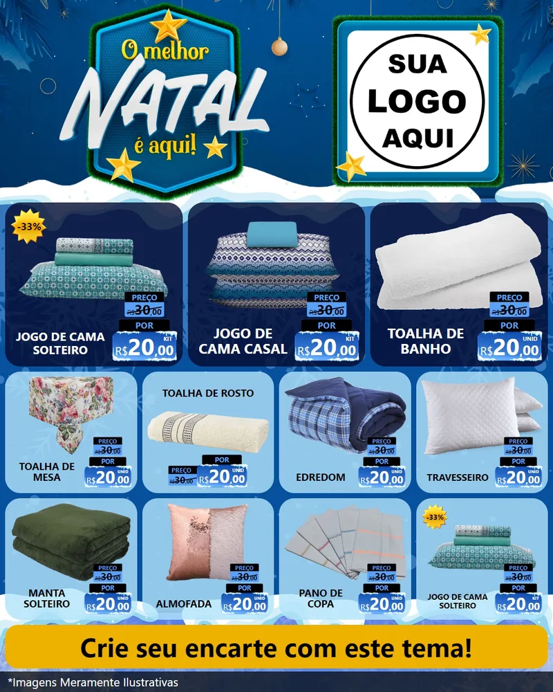 Modelo de Rede Social para Feed Instagram com o tema O Melhor Natal É Aqui! para Cama, Mesa e Banho