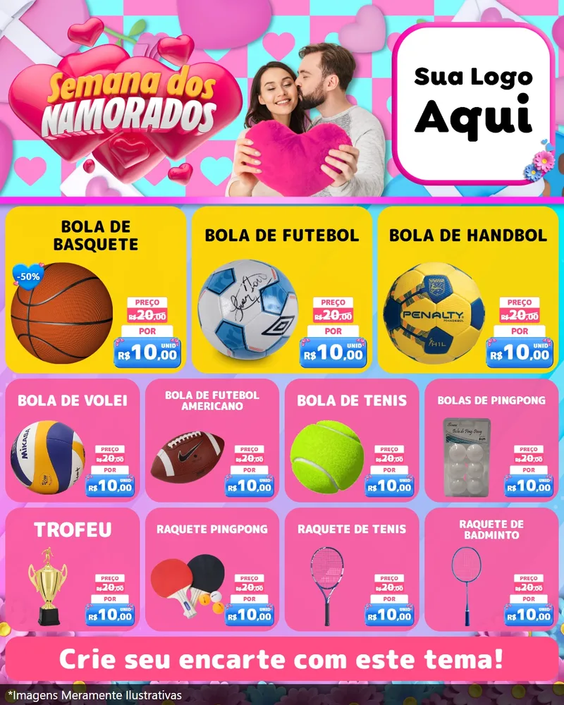 Modelo de Rede Social para Feed Instagram com o tema Semana dos Namorados para Artigos Esportivos