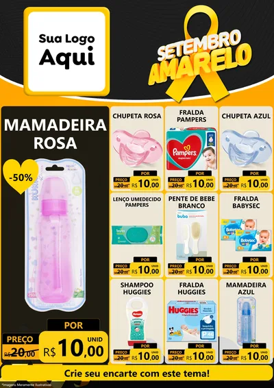 Modelo de Encarte para Encarte A4 Vertical com o tema Setembro Amarelo para Bebês