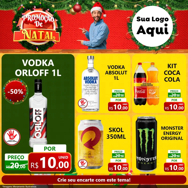 Modelo de Rede Social para Feed Facebook com o tema Promoção de Natal para Distribuidora de bebidas