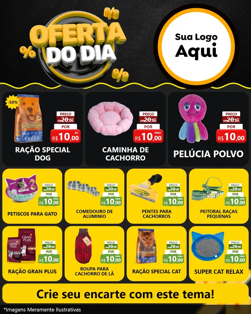 Modelo de Rede Social para Feed Instagram com o tema Oferta Do Dia para Pet Shop