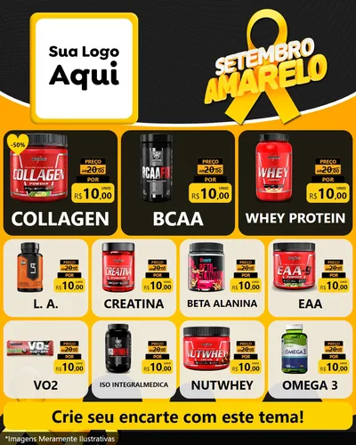 Modelo de Rede Social para Feed Instagram com o tema Setembro Amarelo para Suplementos alimentares