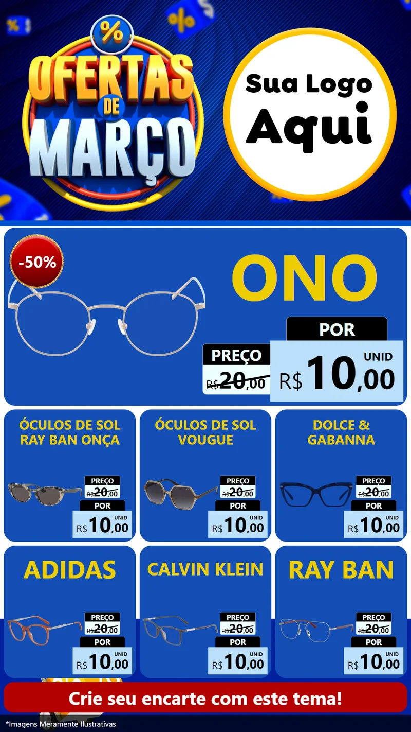Modelo de Rede Social para Stories com o tema Ofertas de Março para Óticas