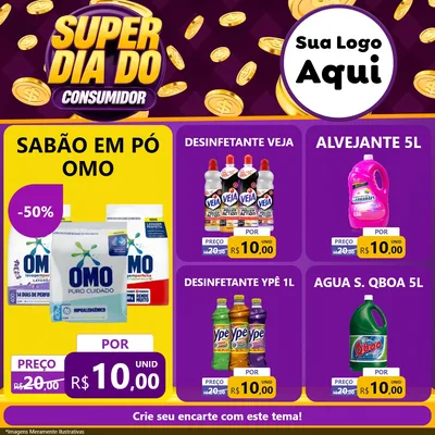Modelo de Rede Social para Feed Facebook com o tema Super Dia do Consumidor para Produtos de Limpeza