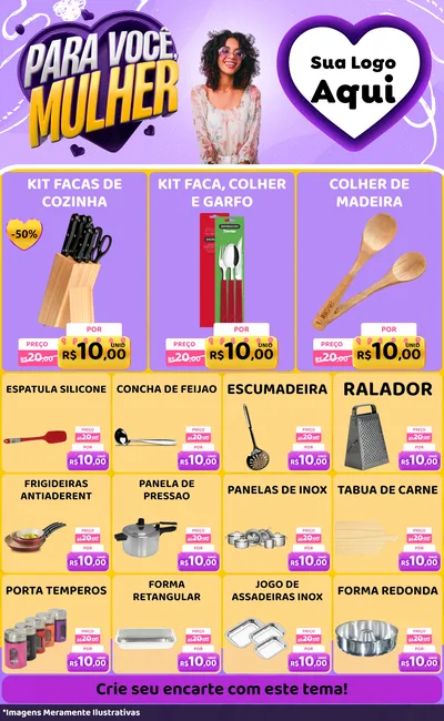 Modelo de Encarte para Encarte Grande com o tema Para Você, Mulher para Utilidades Domésticas