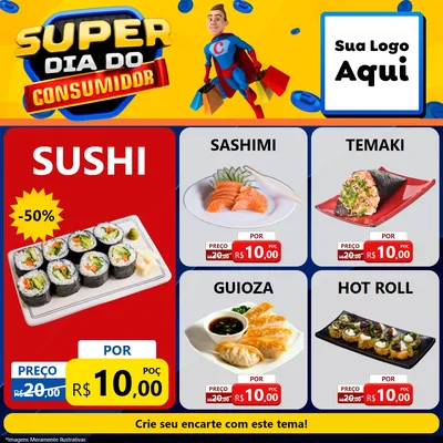 Modelo de Rede Social para Feed Facebook com o tema Super Dia do Consumidor para Comida japonesa