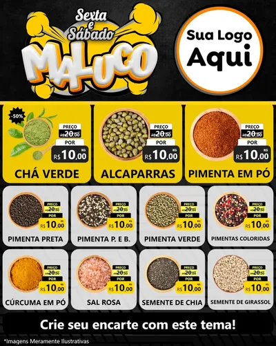 Modelo de Rede Social para Feed Instagram com o tema Sexta e Sábado Maluco para Produtos Naturais