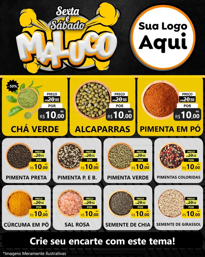 Modelo de Rede Social para Feed Instagram com o tema Sexta e Sábado Maluco para Produtos Naturais