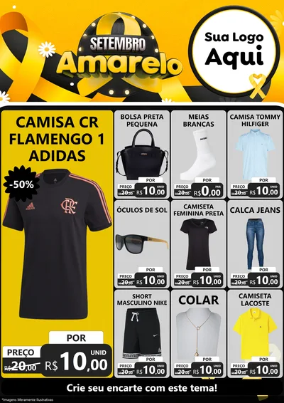 Modelo de Encarte para Encarte A4 Vertical com o tema Setembro Amarelo para Roupas e acessórios