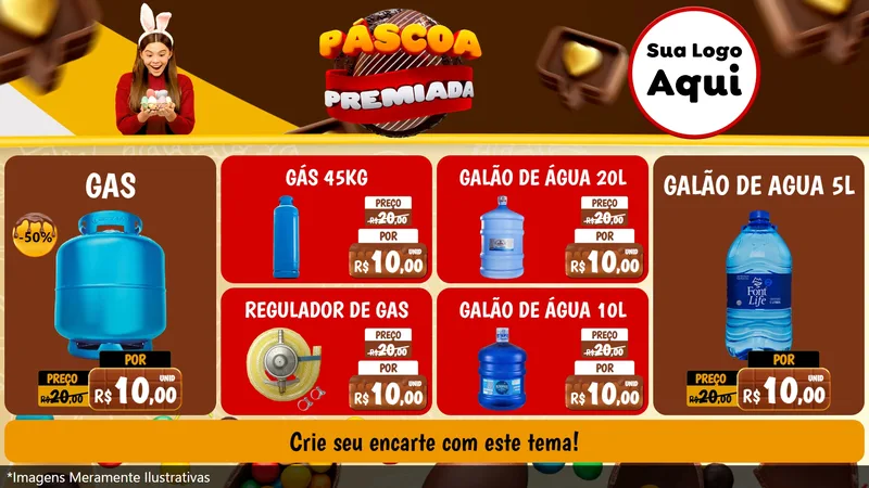 Modelo de TV para TV Horizontal com o tema Páscoa Premiada para Água e gás