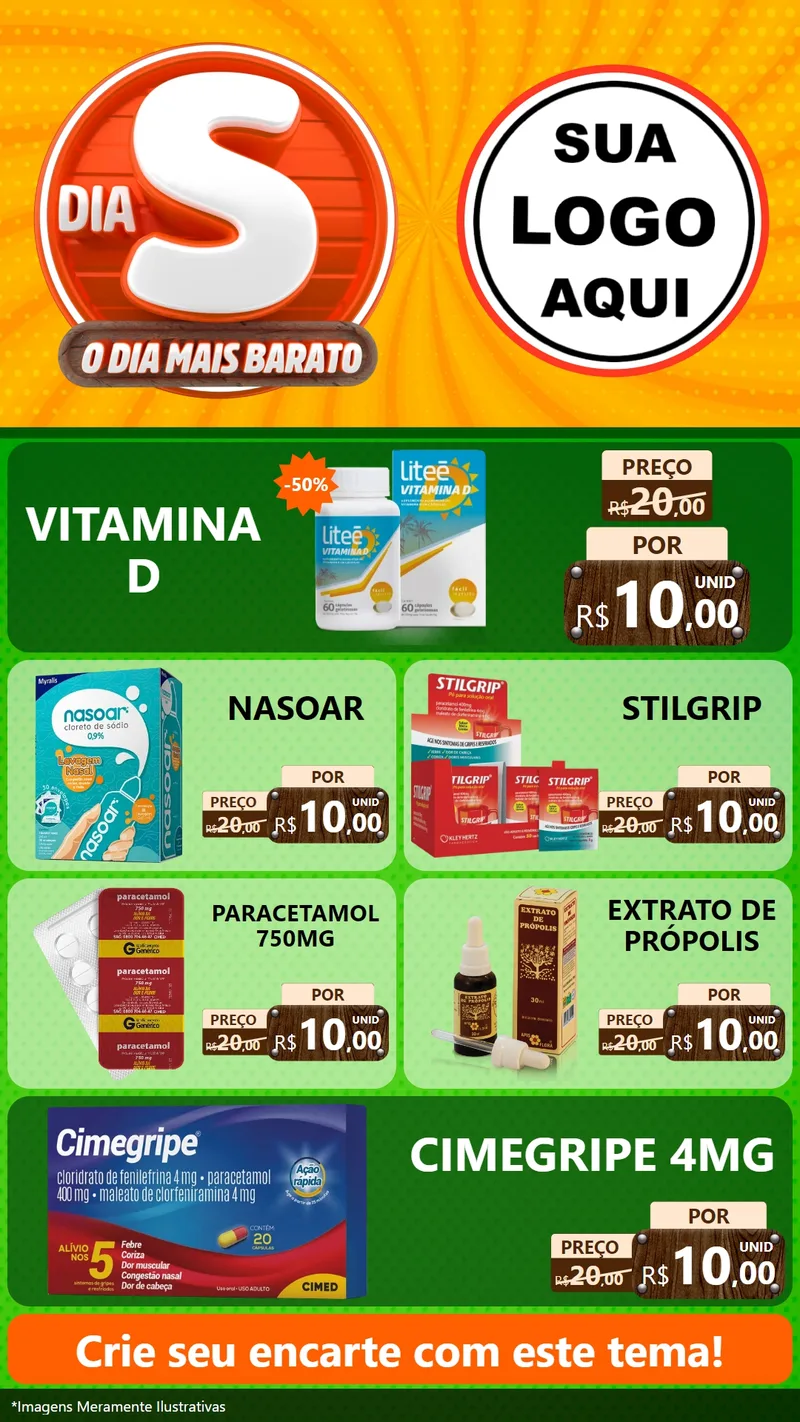Modelo de TV para TV Vertical com o tema Dia S - O Dia Mais Barato para Farmácia