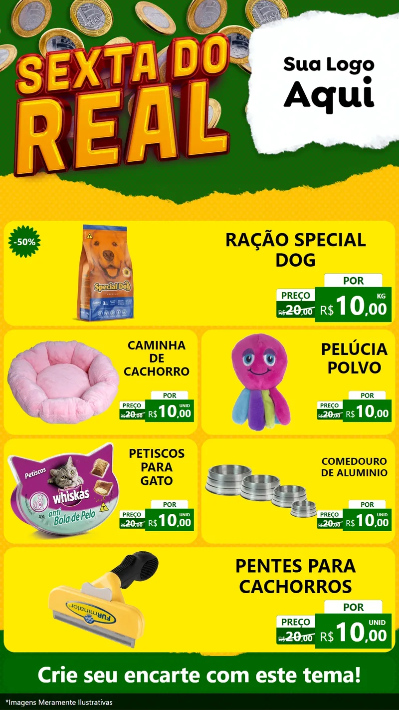 Modelo de TV para TV Vertical com o tema Sexta do Real para Pet Shop