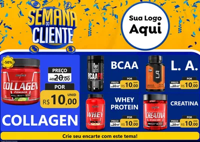 Modelo de Encarte para Encarte A4 Horizontal com o tema Semana do Cliente para Suplementos alimentares