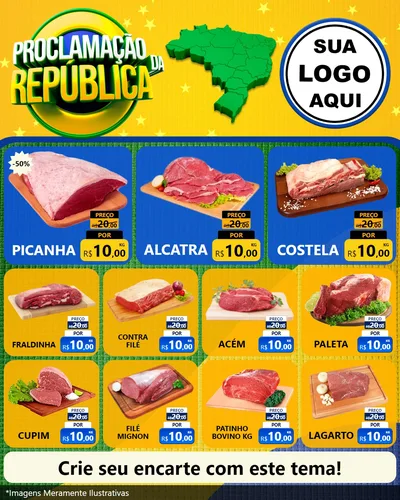 Modelo de Rede Social para Feed Instagram com o tema Proclamação da República para Açougue