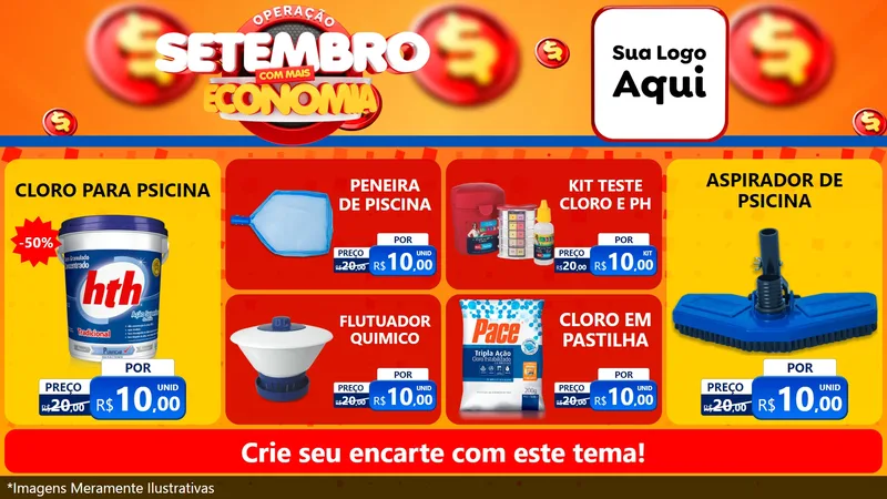 Modelo de TV para TV Horizontal com o tema Operação Setembro Com Muita Economia para Produtos para Piscina