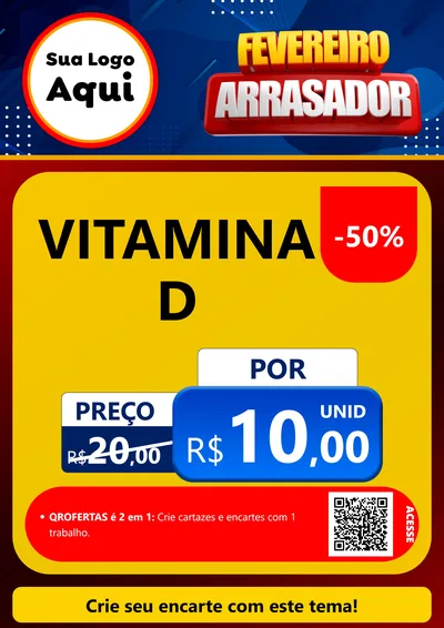 Modelo de Cartaz para Cartaz A4 Vertical com o tema Fevereiro Arrasador para Farmácia