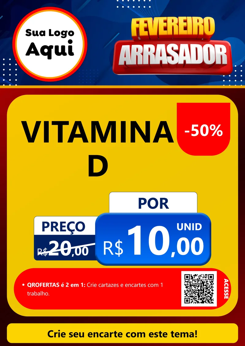 Modelo de Cartaz para Cartaz A4 Vertical com o tema Fevereiro Arrasador para Farmácia