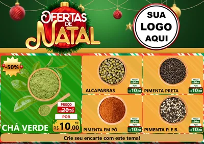 Modelo de Encarte para Encarte A4 Horizontal com o tema Ofertas de Natal para Produtos Naturais
