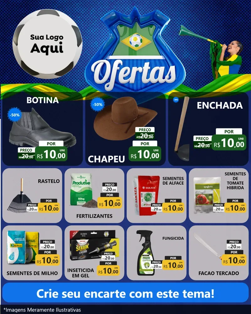 Modelo de Rede Social para Feed Instagram com o tema Ofertas (Futebol) para Agropecuária
