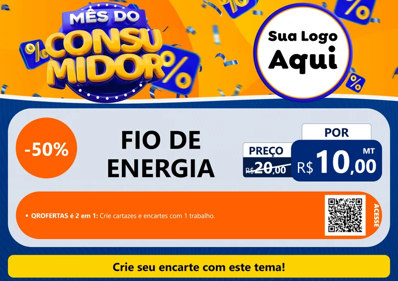 Modelo de Cartaz para Cartaz A4 Horizontal com o tema Mês do Consumidor para Materiais Elétricos