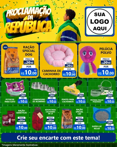 Modelo de Rede Social para Feed Instagram com o tema Proclamação da República para Pet Shop