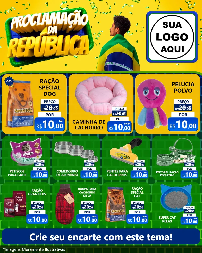 Modelo de Rede Social para Feed Instagram com o tema Proclamação da República para Pet Shop