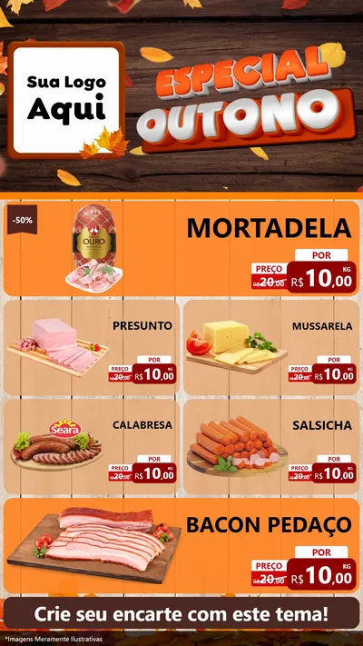 Modelo de TV para TV Vertical com o tema Especial Outono para Frios e Laticínios