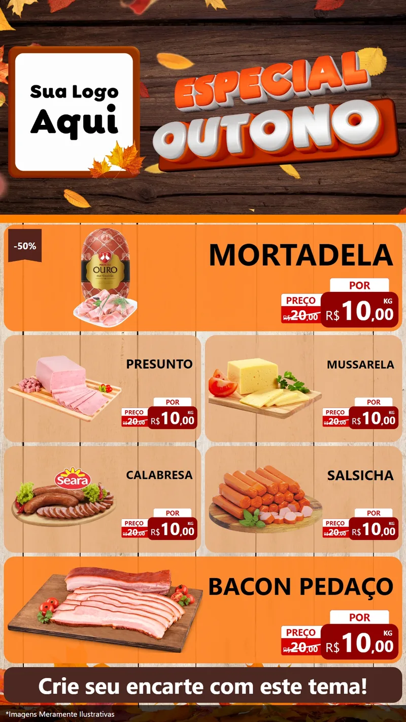 Modelo de TV para TV Vertical com o tema Especial Outono para Frios e Laticínios
