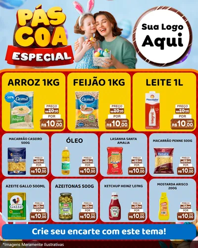 Modelo de Rede Social para Feed Instagram com o tema Páscoa Especial para Supermercado