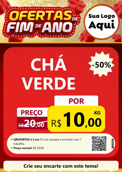 Modelo de Cartaz para Cartaz A4 Vertical com o tema Ofertas de Fim de Ano para Produtos Naturais