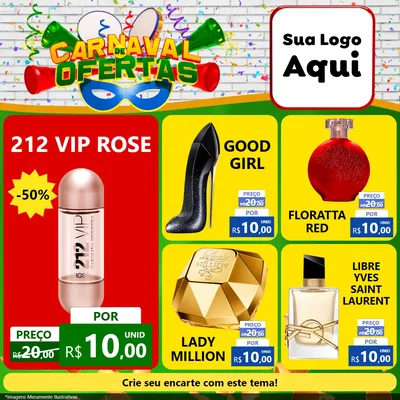 Modelo de Rede Social para Feed Facebook com o tema Carnaval de Ofertas para Perfumes