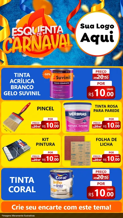 Modelo de TV para TV Vertical com o tema Esquenta de Carnaval para Tintas e Ferramentas