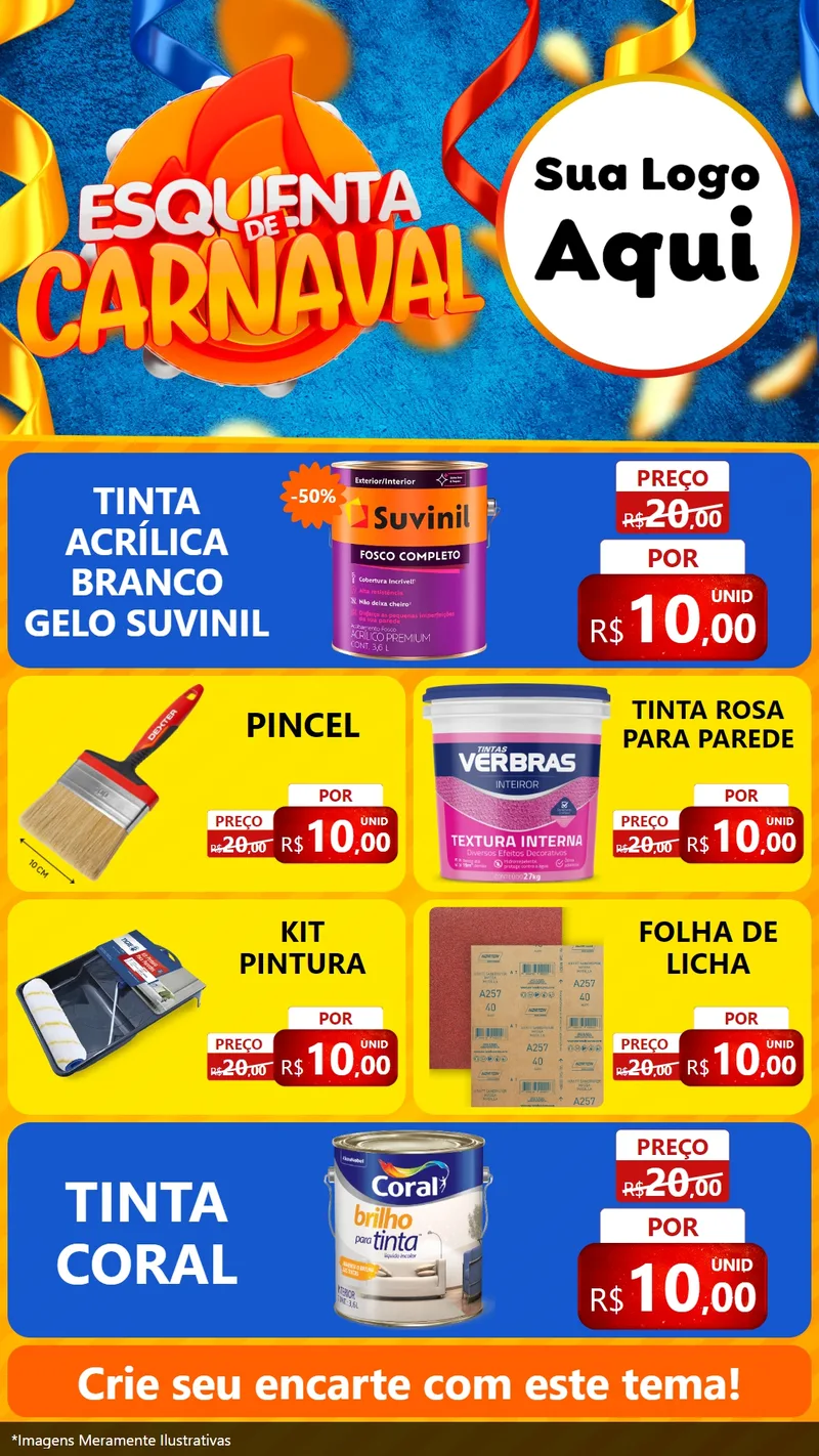 Modelo de TV para TV Vertical com o tema Esquenta de Carnaval para Tintas e Ferramentas