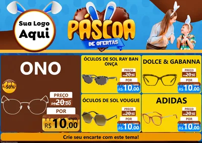 Modelo de Encarte para Encarte A4 Horizontal com o tema Páscoa de Ofertas para Óticas