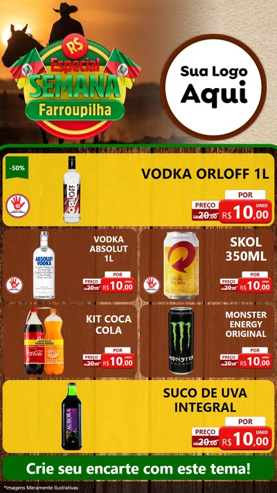 Modelo de TV para TV Vertical com o tema Especial Semana Farroupilha para Distribuidora de bebidas