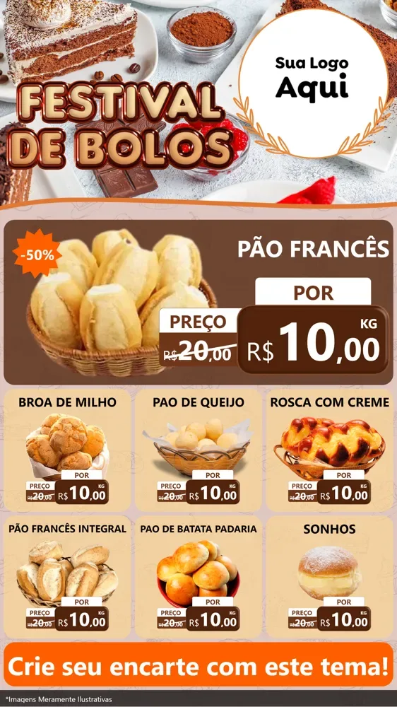 Modelo de Rede Social para Stories com o tema Festival de Bolos para Padaria