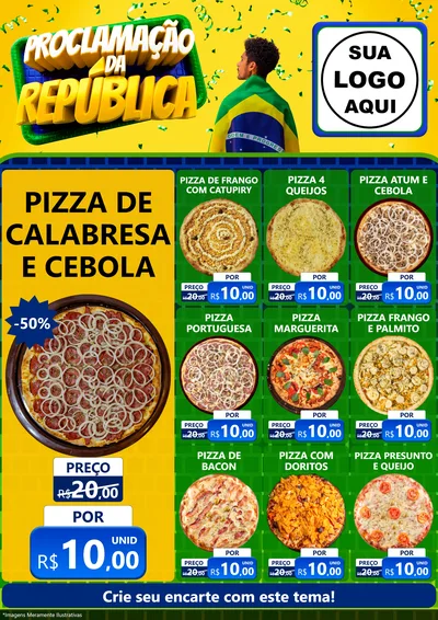 Modelo de Encarte para Encarte A4 Vertical com o tema Proclamação da República para Pizzaria