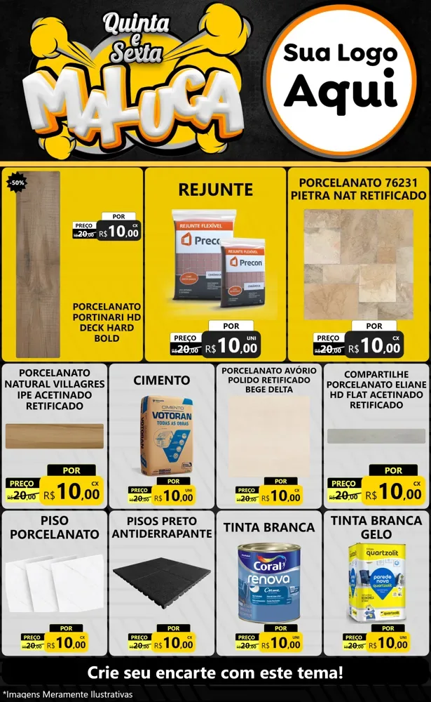 Modelo de Encarte para Encarte Grande com o tema Quinta e Sexta Maluca para Pisos e revestimentos