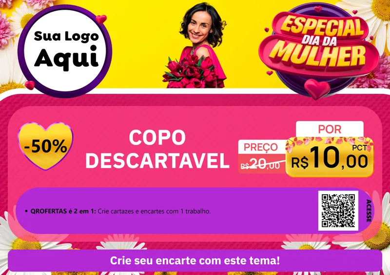 Modelo de Cartaz para Cartaz A4 Horizontal com o tema Especial Dia da Mulher para Embalagens