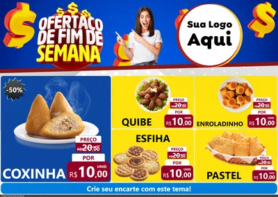 Modelo de Encarte para Encarte A4 Horizontal com o tema Ofertaço de Fim de Semana para Salgadaria