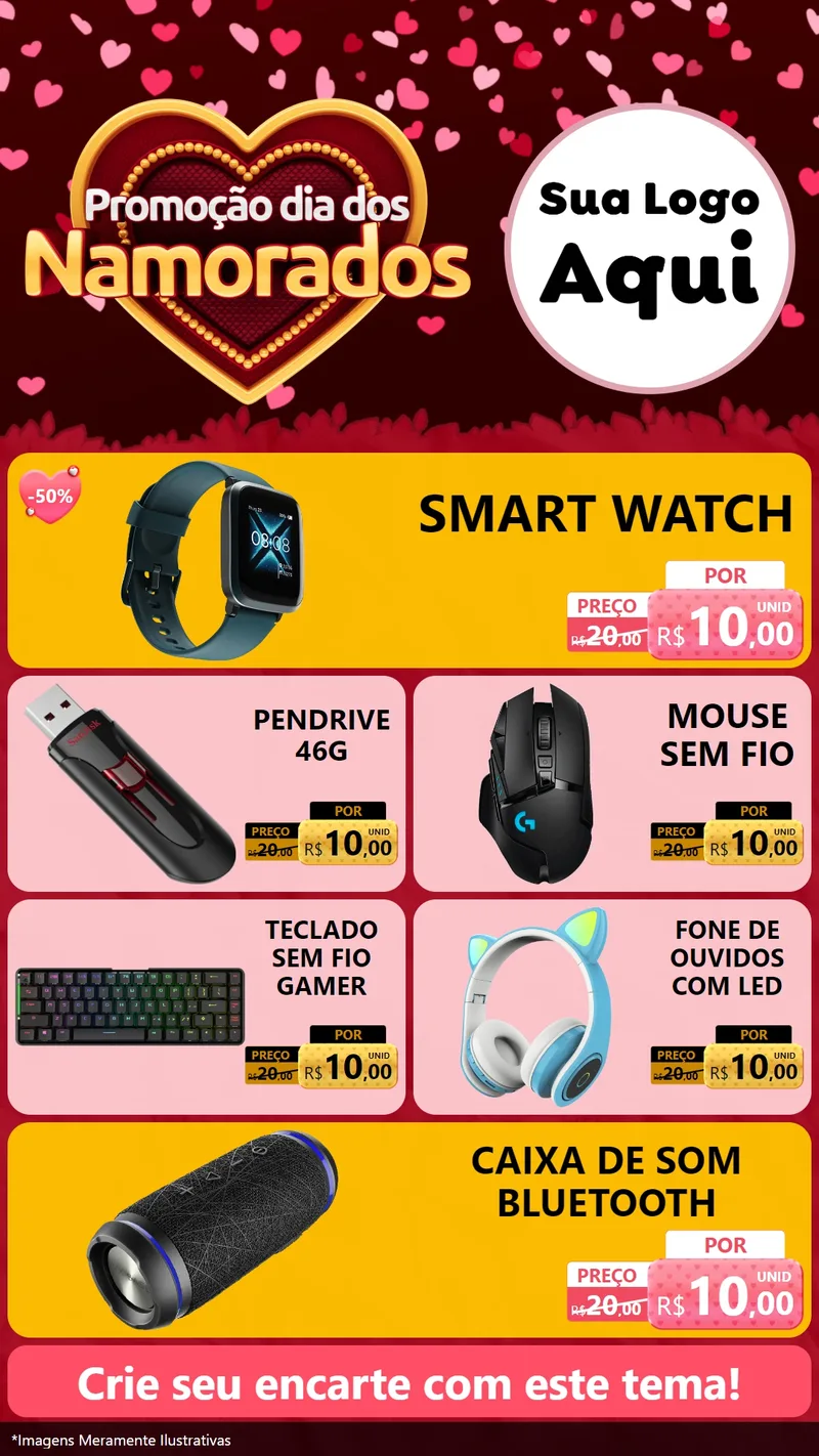 Modelo de TV para TV Vertical com o tema Promoção Dia Dos Namorados para Informática