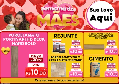 Modelo de Encarte para Encarte A4 Horizontal com o tema Semana Das Mães para Pisos e revestimentos