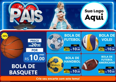 Modelo de Encarte para Encarte A4 Horizontal com o tema Mês Dos Pais para Artigos Esportivos