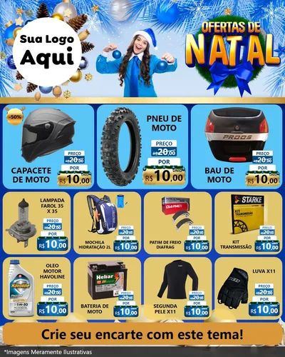 Modelo de Rede Social para Feed Instagram com o tema Ofertas de Natal para Moto peças
