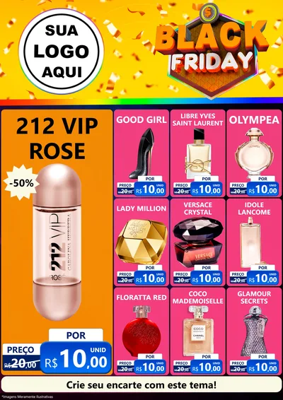 Modelo de Encarte para Encarte A4 Vertical com o tema Black Friday para Perfumes