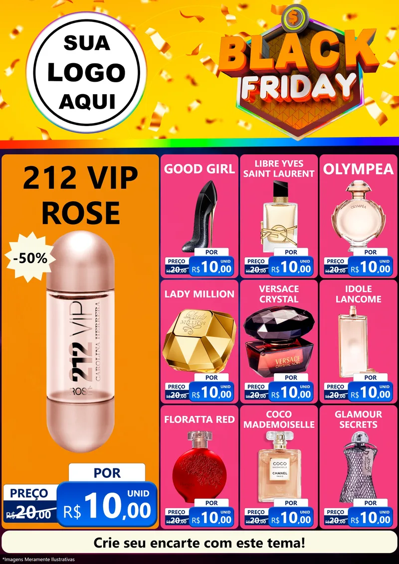 Modelo de Encarte para Encarte A4 Vertical com o tema Black Friday para Perfumes