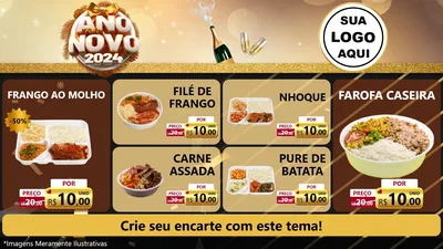 Modelo de TV para TV Horizontal com o tema Feliz Ano Novo 2027 para Restaurante