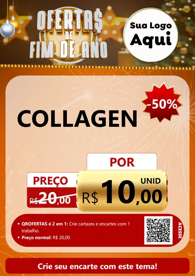 Modelo de Cartaz para Cartaz A4 Vertical com o tema Ofertas de Fim de Ano para Suplementos alimentares