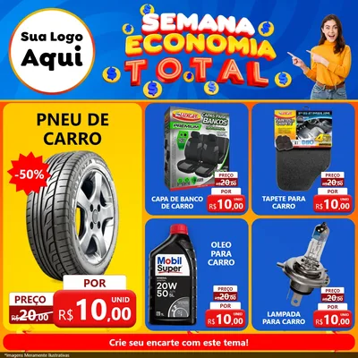 Modelo de Rede Social para Feed Facebook com o tema Semana Economia Total para Auto peças